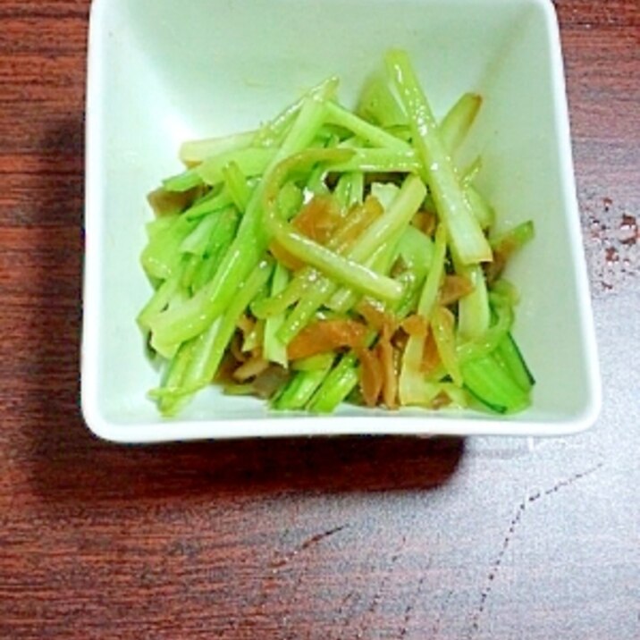 青梗菜の茎とザ―サイの中華風きんぴら